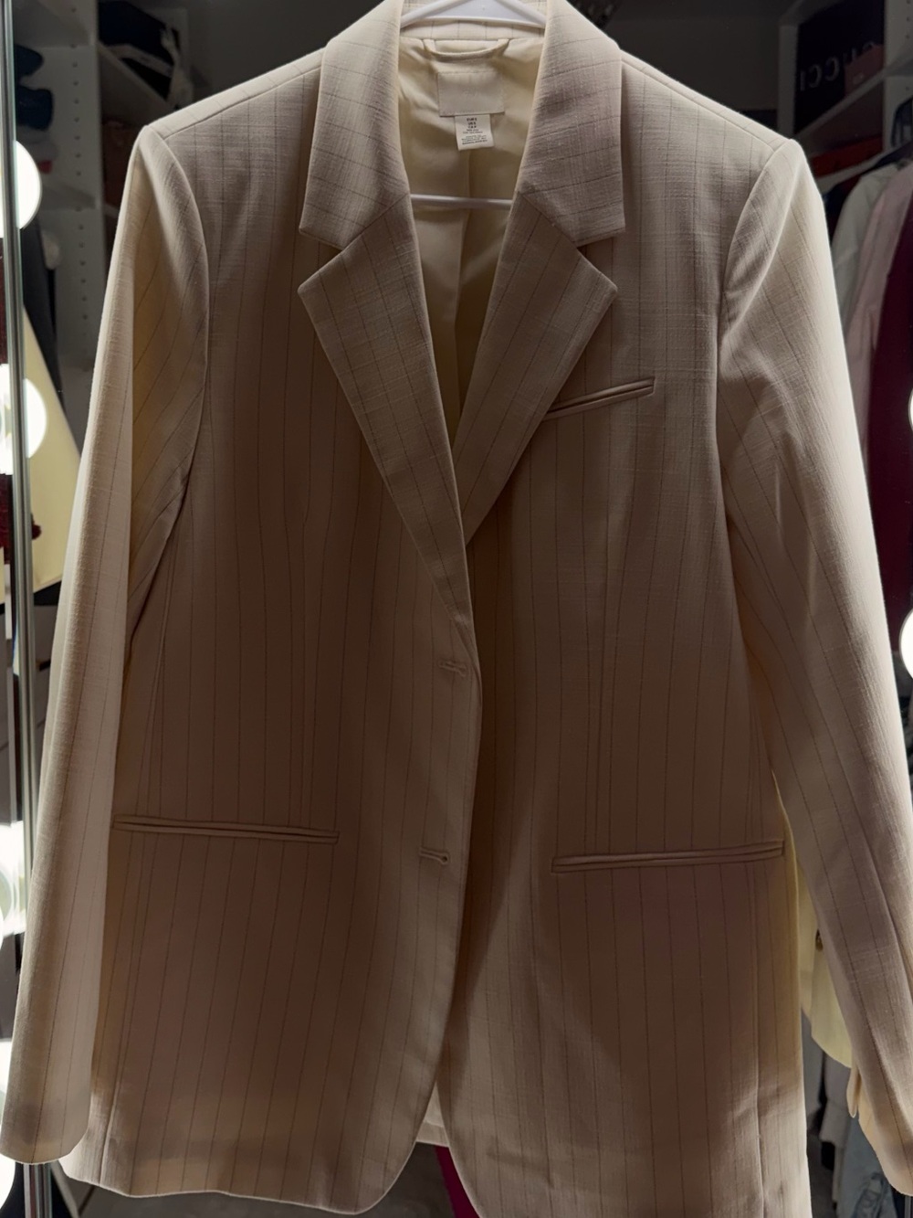 H&M Cream Pinstripe Blazer